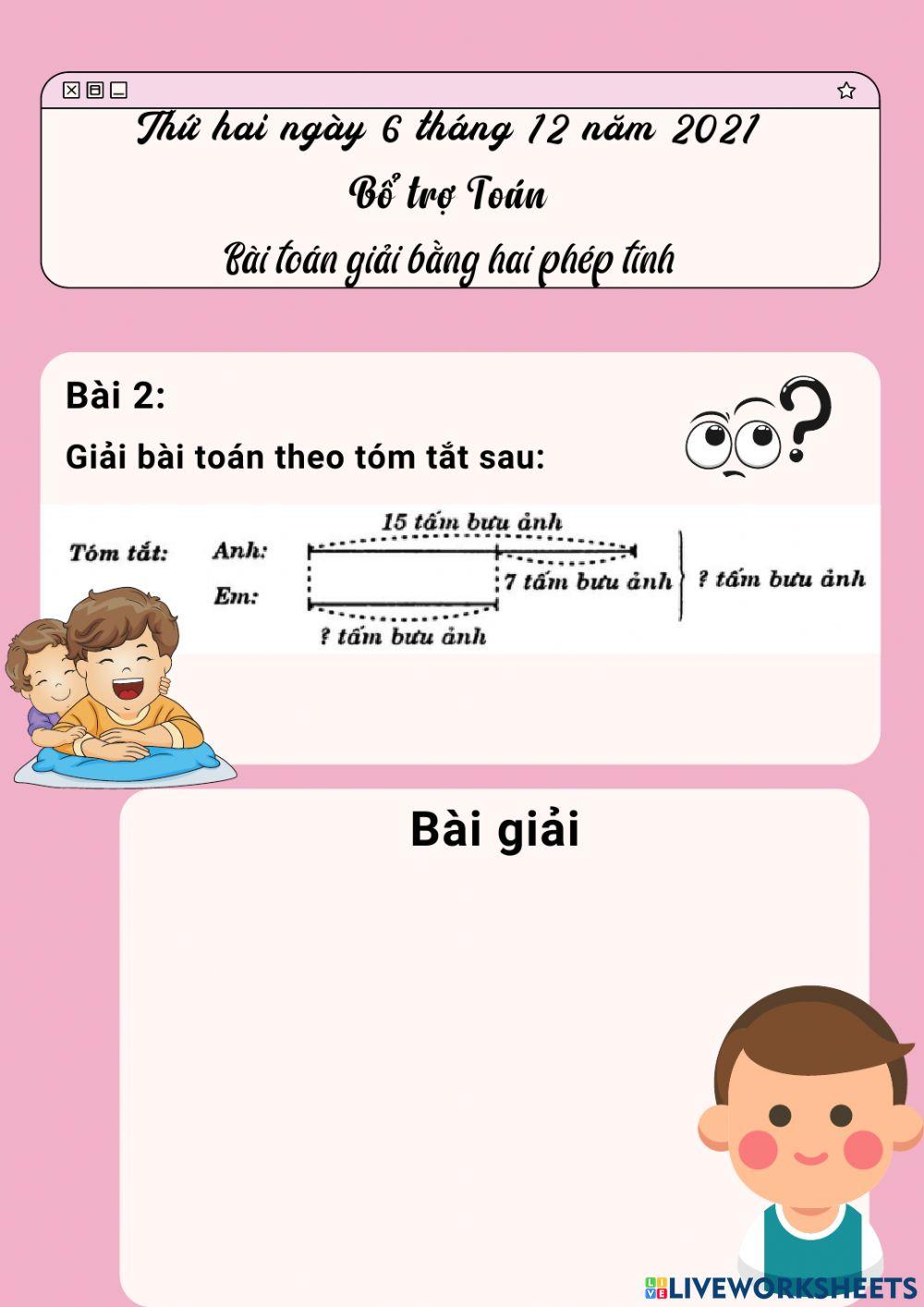 Bài toán giải bằng 2 phép tính