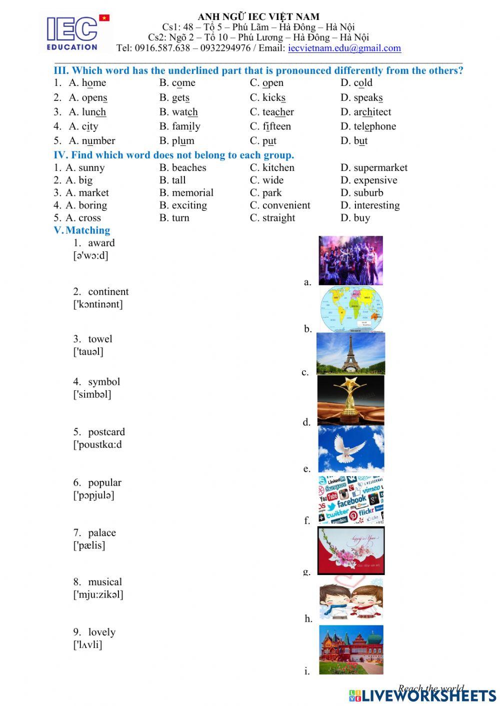 Unit 9 : Grade 6 : Cities Of The World