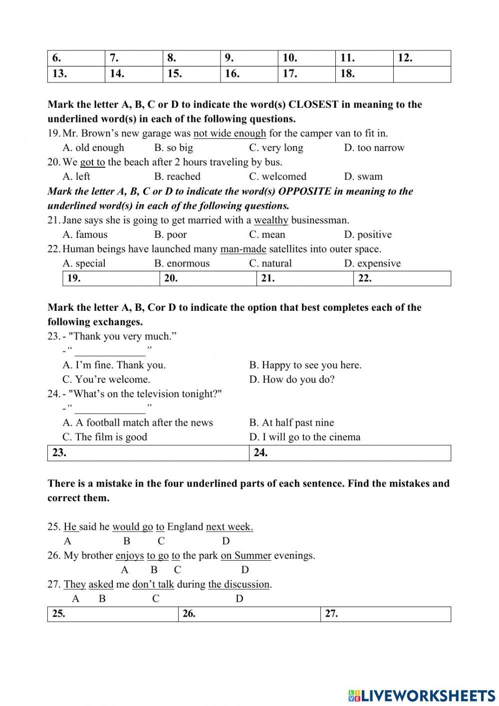 The first term exam english 9