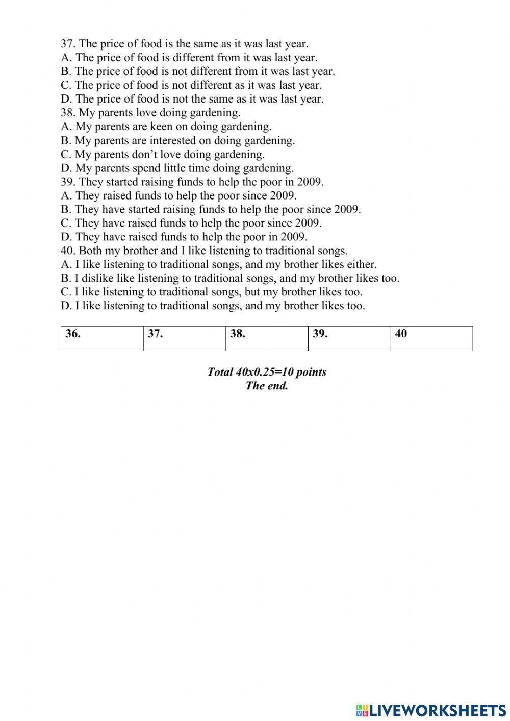 The first term exam english 7