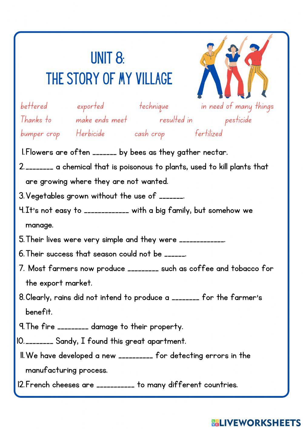 Unit 8 The Story Of My Village Worksheet Live Worksheets Unit 8 The Story Of My Village Worksheet Live Worksheets