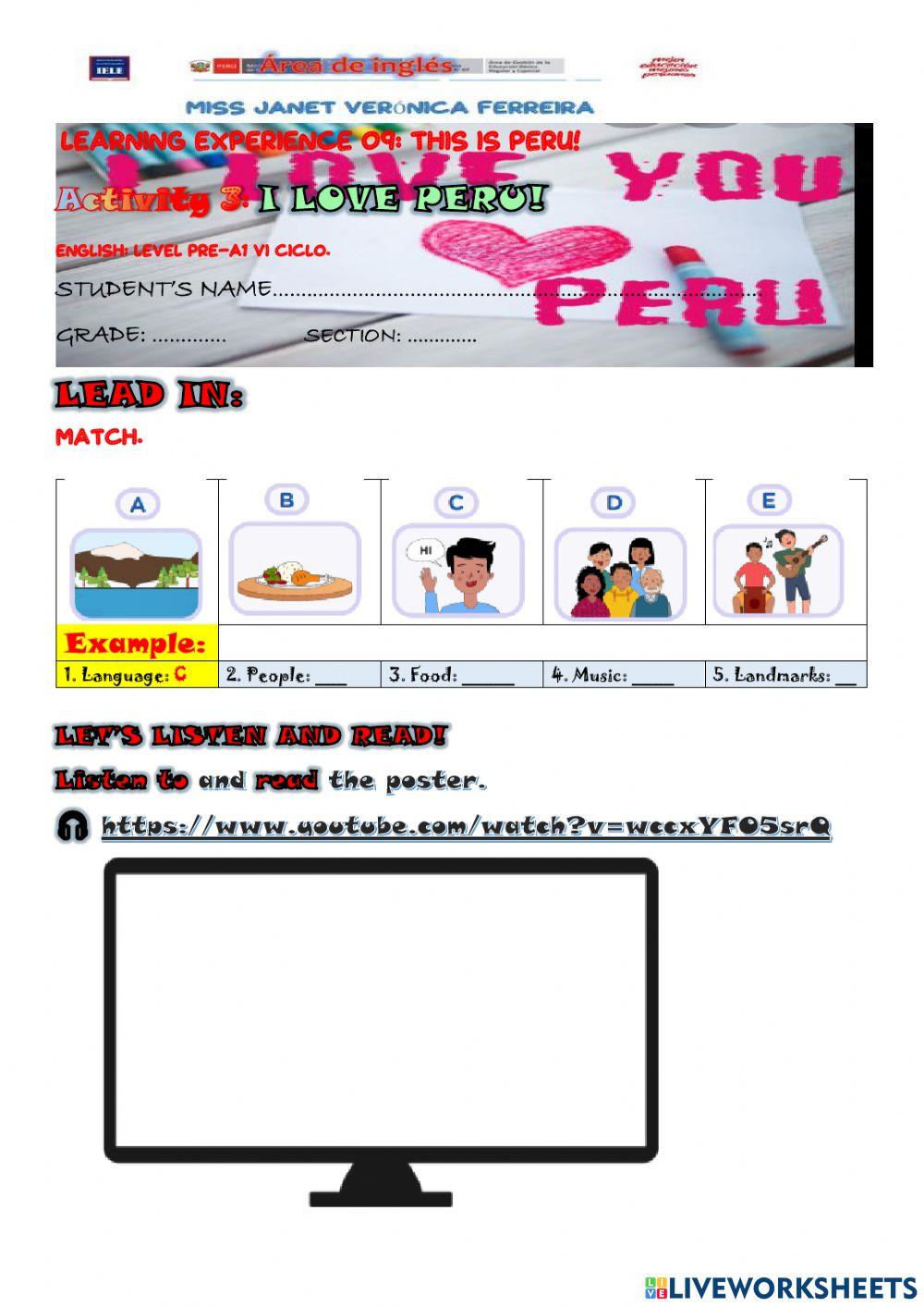 Activity 3: I LOVE PERU!