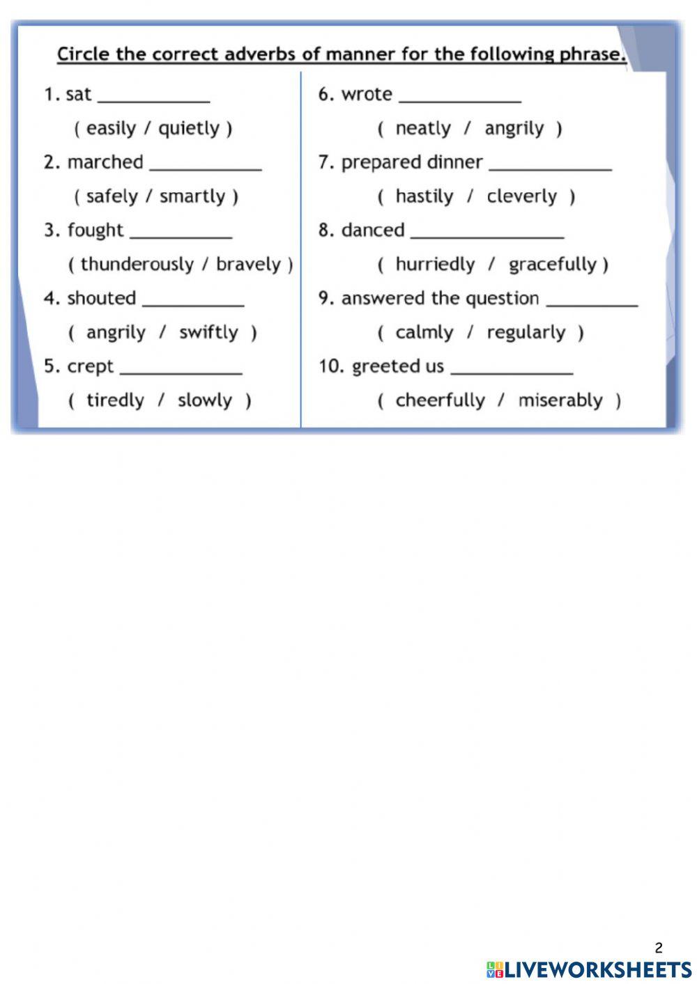 English - Adverbs of Manner