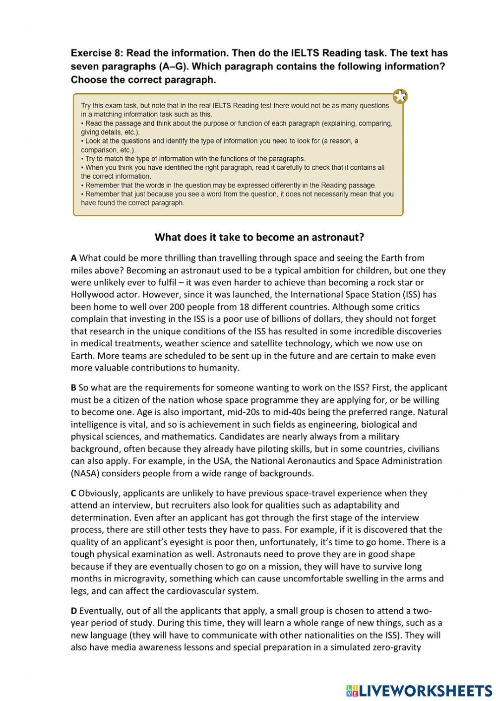 Mindset 2 - Unit 3 - Reading - Homework