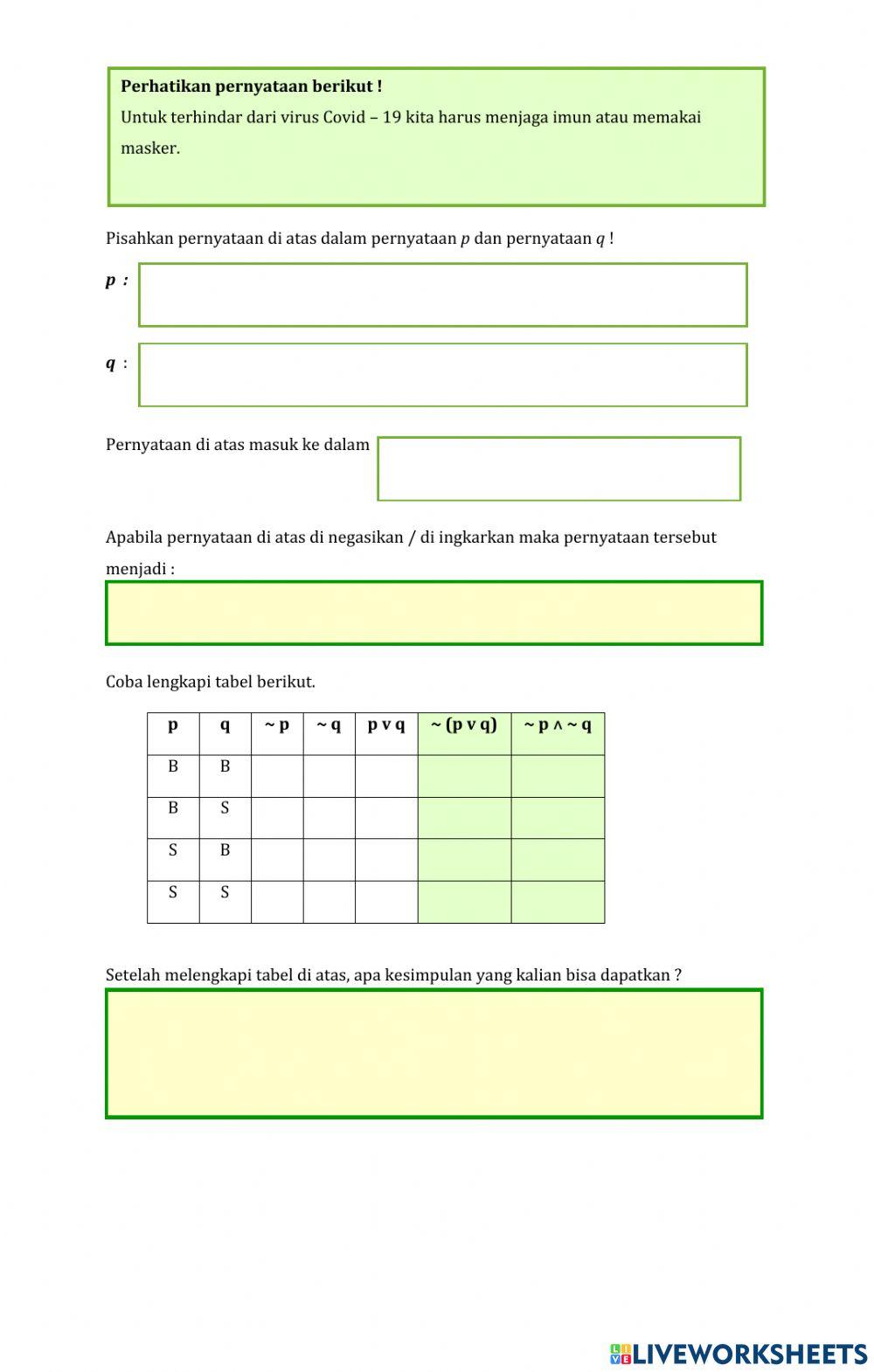 LKPD Negasi Pernyataan Majemuk