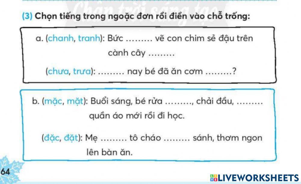 Bài tập chính tả - Tuần 12