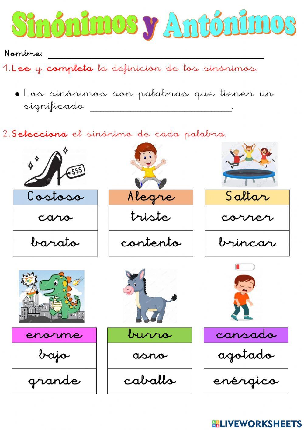 Sinónimos y antónimos