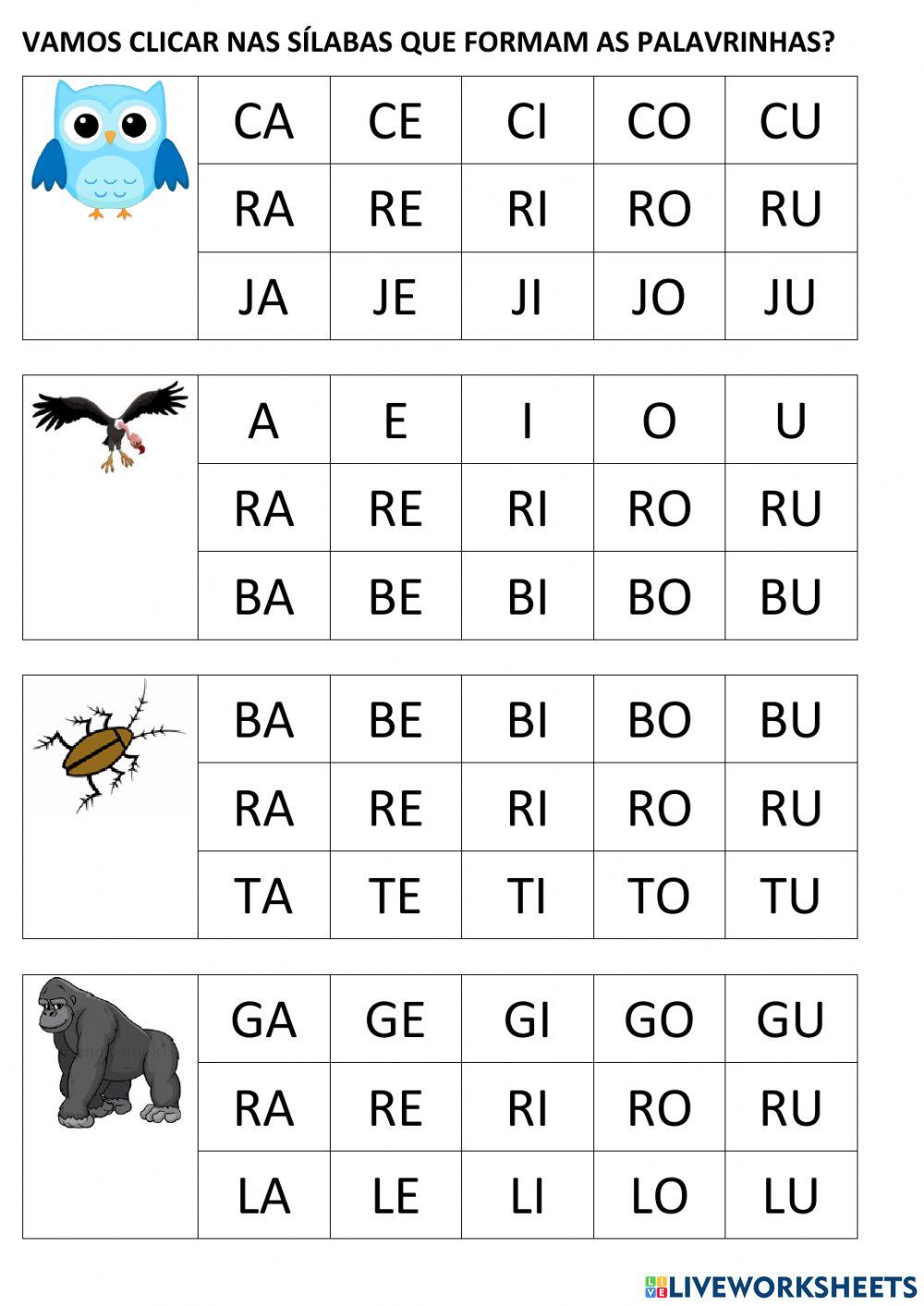 Toque nas sílabas corretas