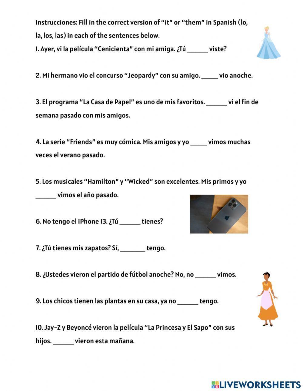 Direct Object Pronouns - Español