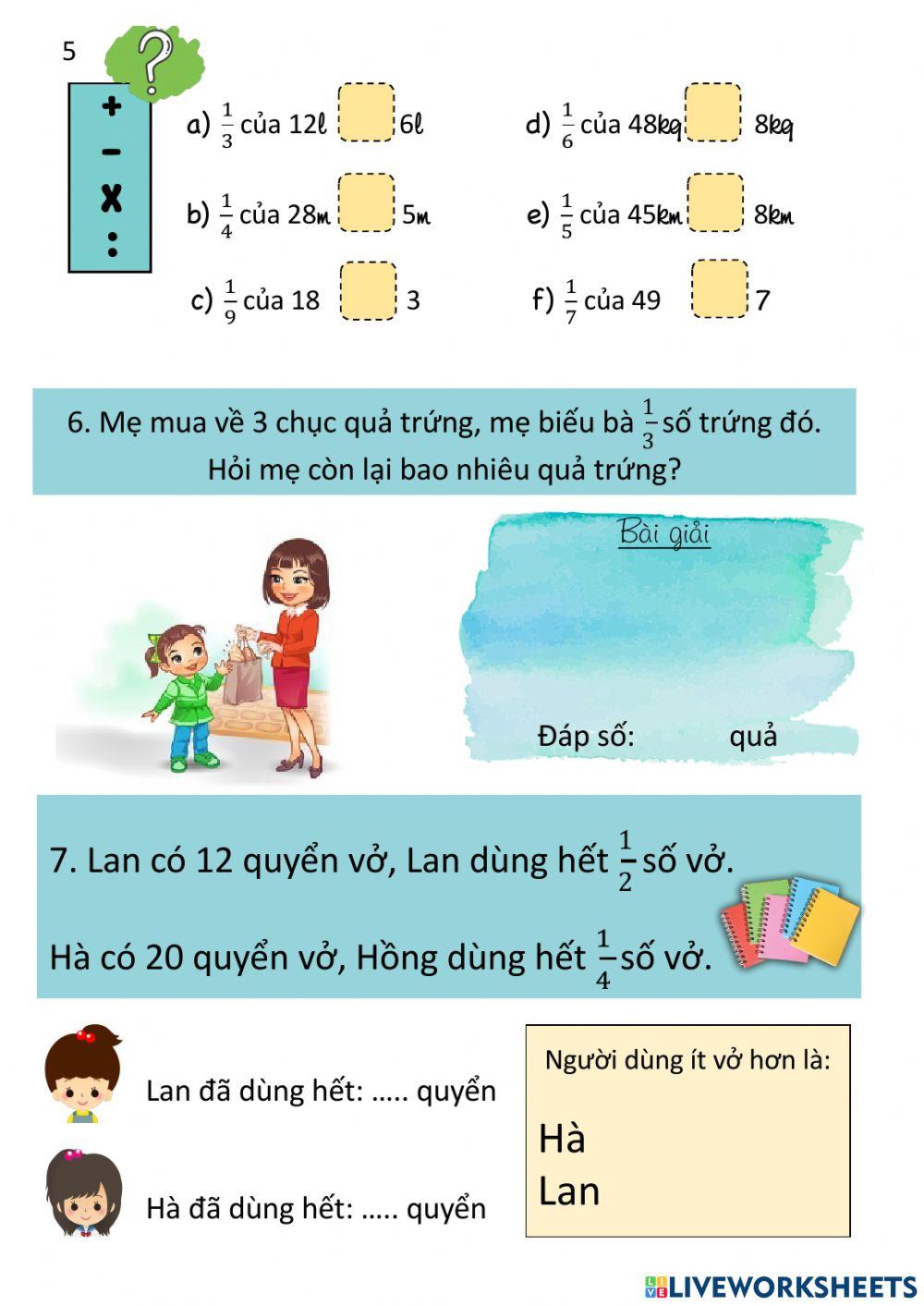 Tìm một phần bằng nhau