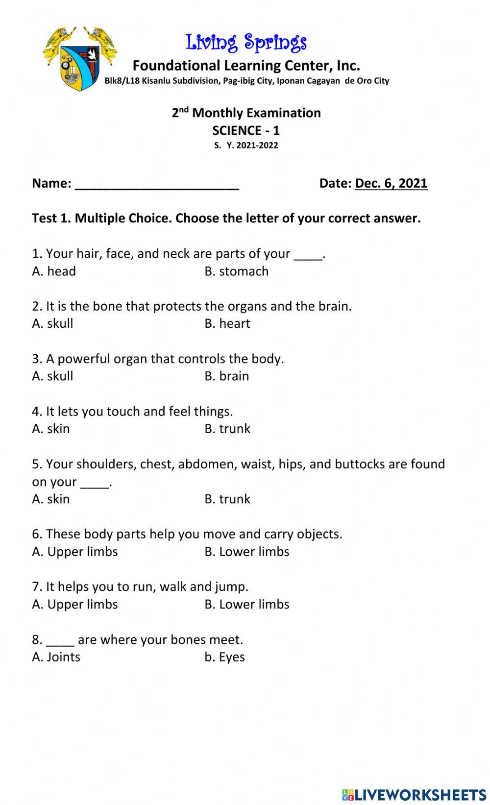 2nd Monthly Examination