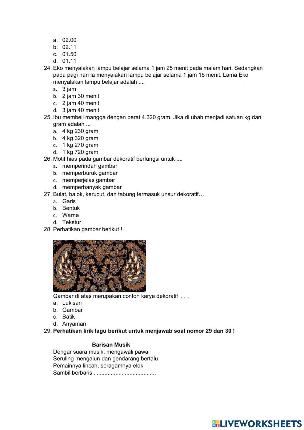 Soal PAS Tema 3 Ganjil