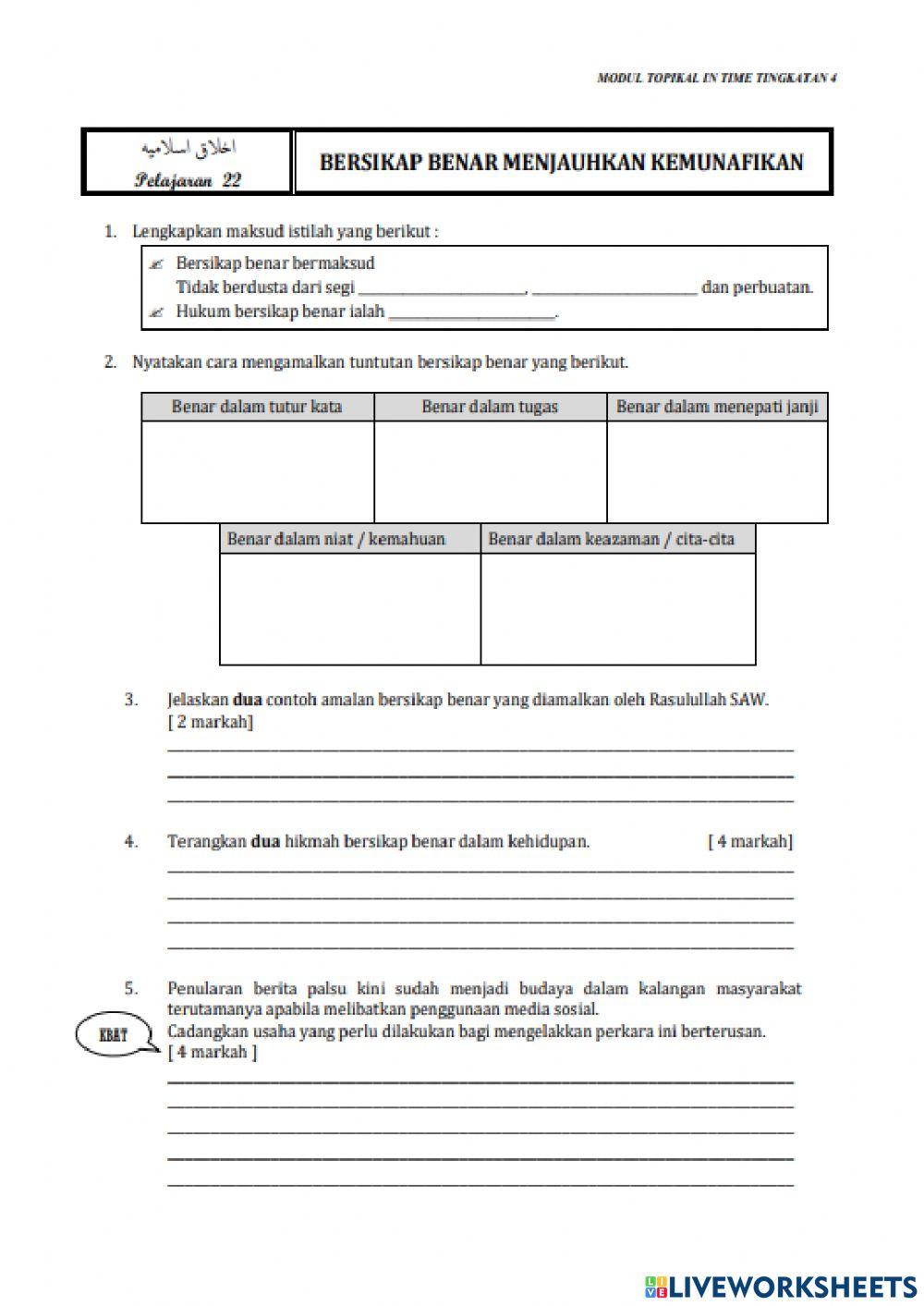 PELAJARAN 22 BERSIKAP BENAR MENJAUHI KEMUNAFIKAN