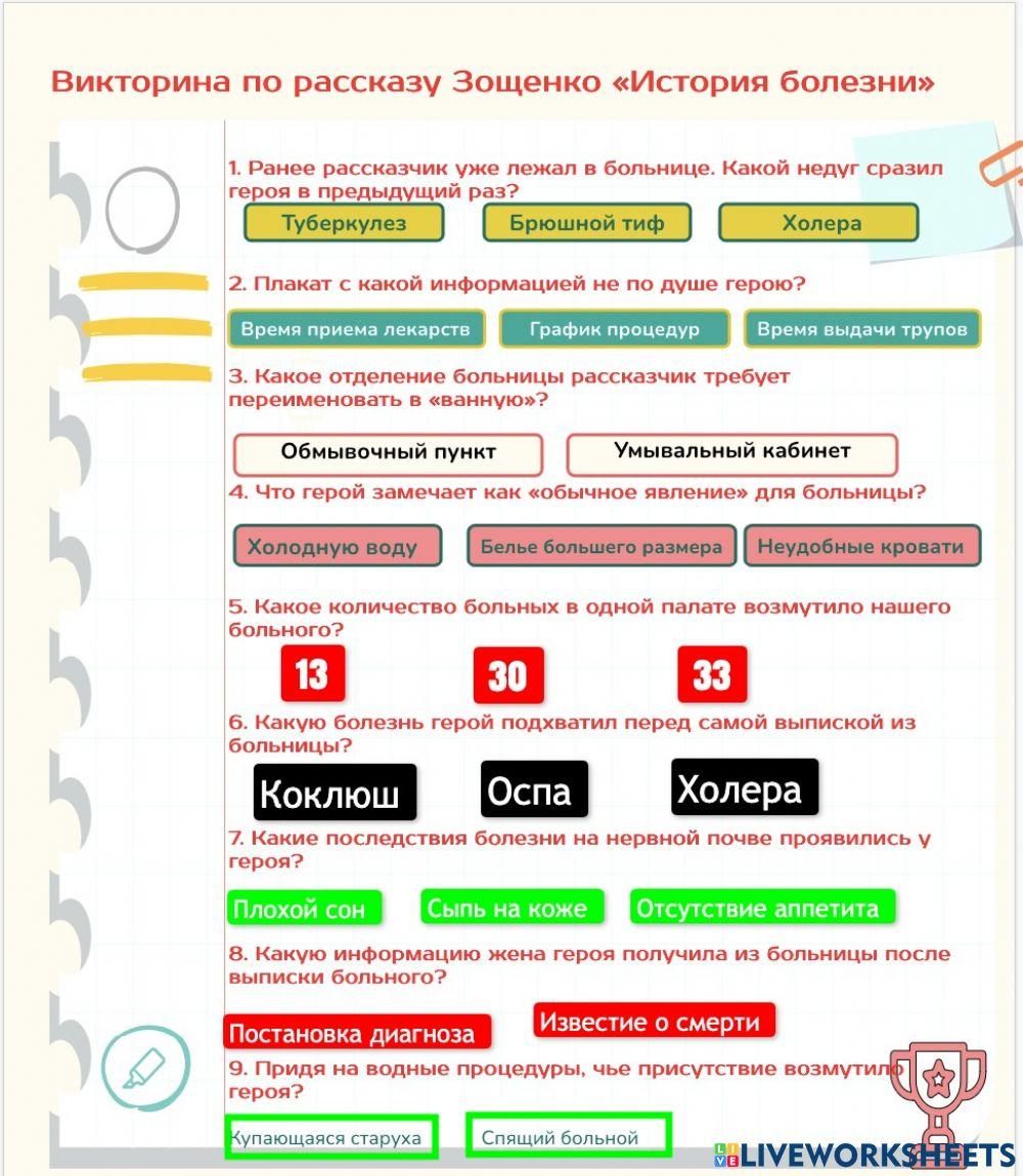 зощенко история болезни