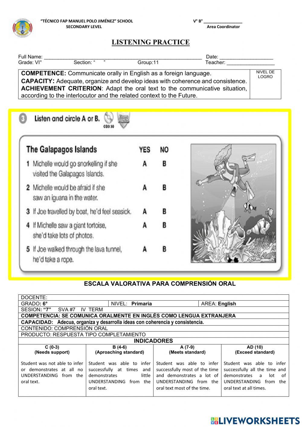 Listening practice - galapagos islands