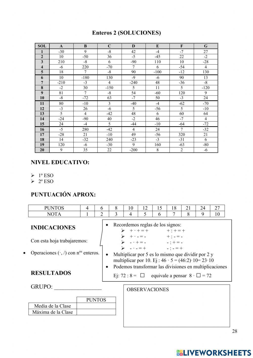 Multiplucacion y division deon enteros