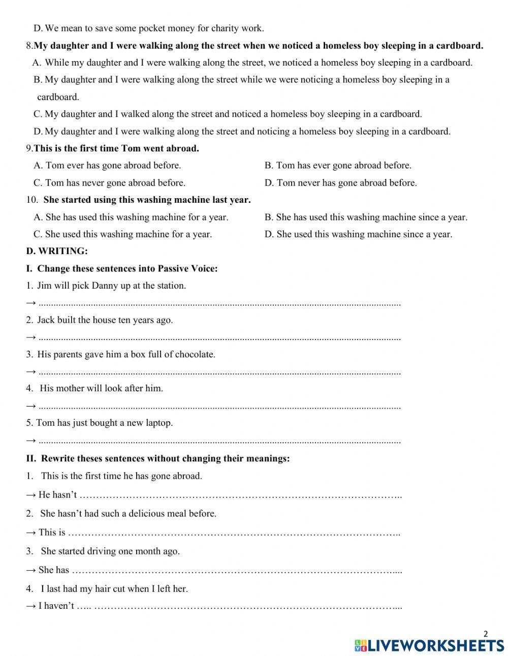 ĐỀ CƯƠNG ÔN TẬP HK1 - ANH 10 (Phần 2)