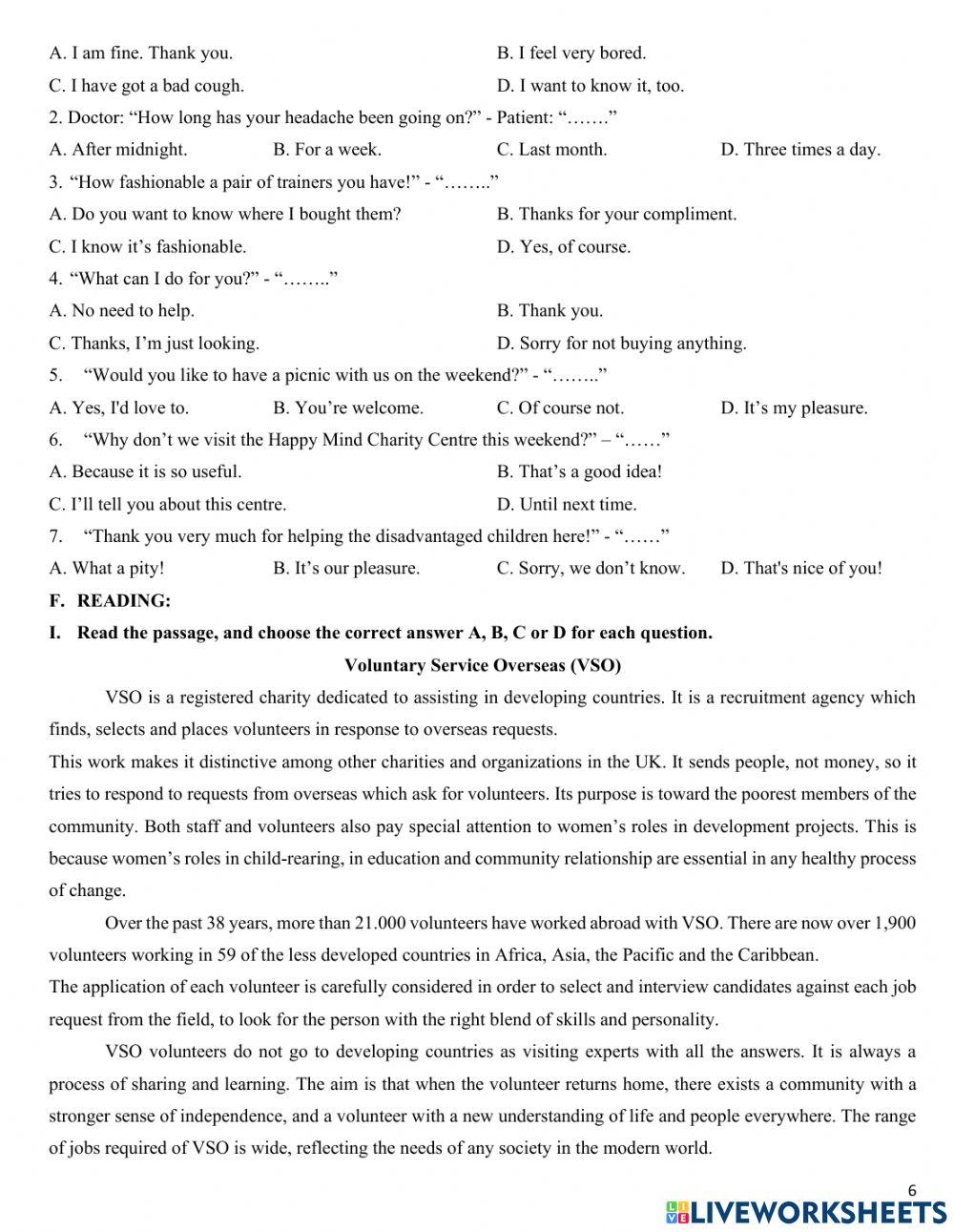 ĐỀ CƯƠNG ÔN TẬP HK1 - ANH 10 (Phần 2)