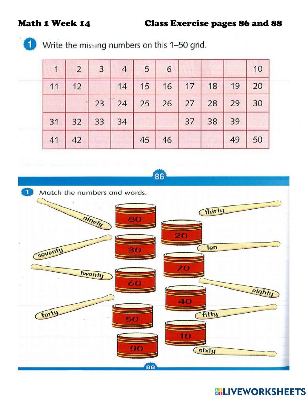 Math 1 Week 14 worksheet | Live Worksheets
