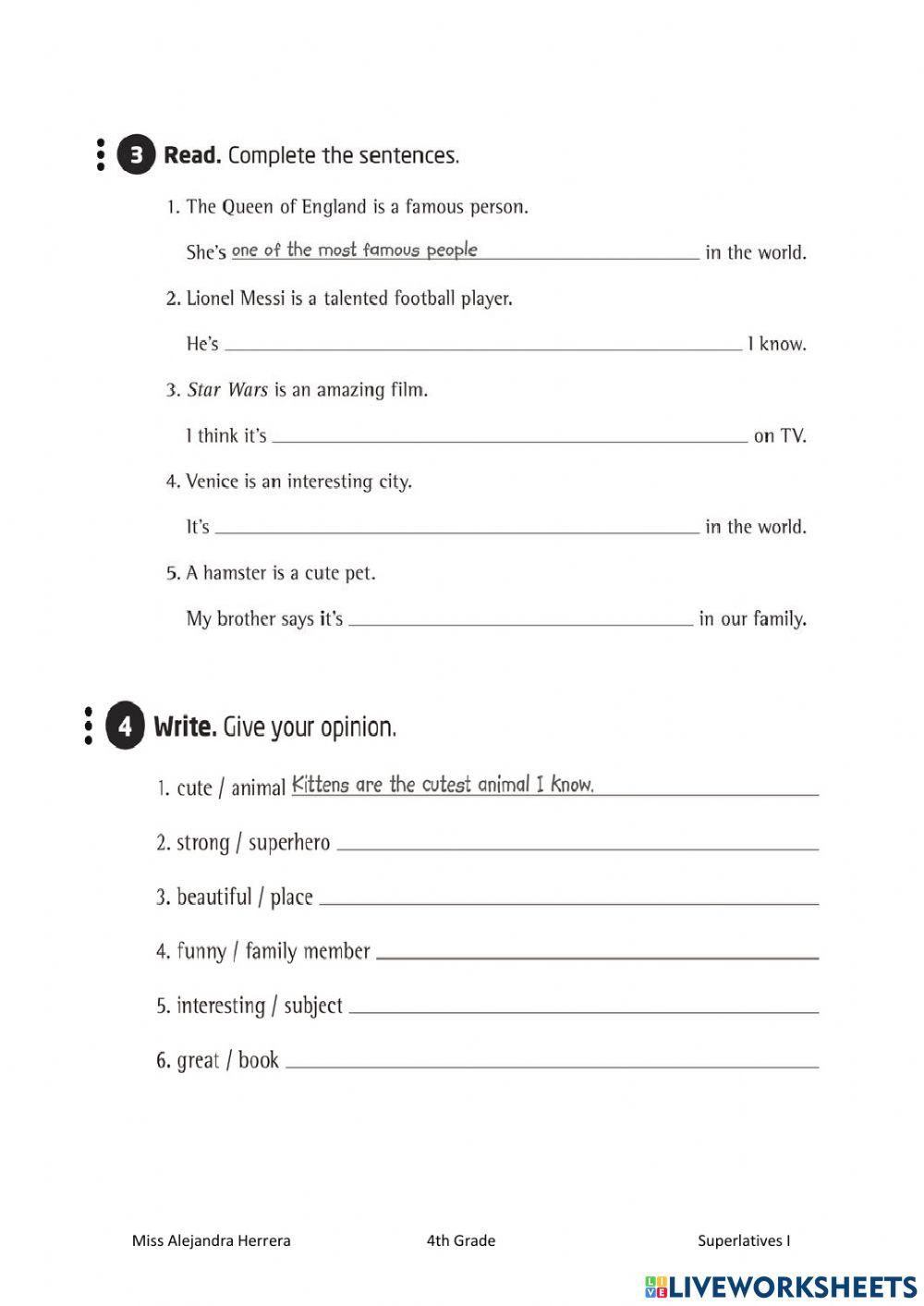 Superlative adjectives