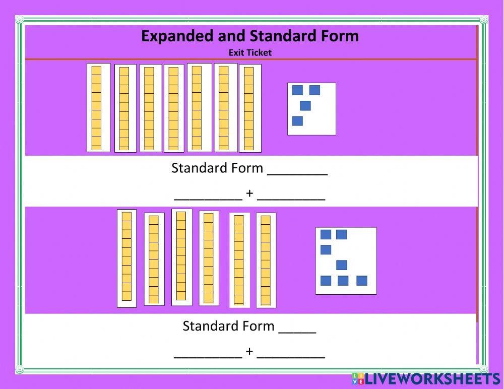 Expanded and Standard Form  Exit Ticket 1