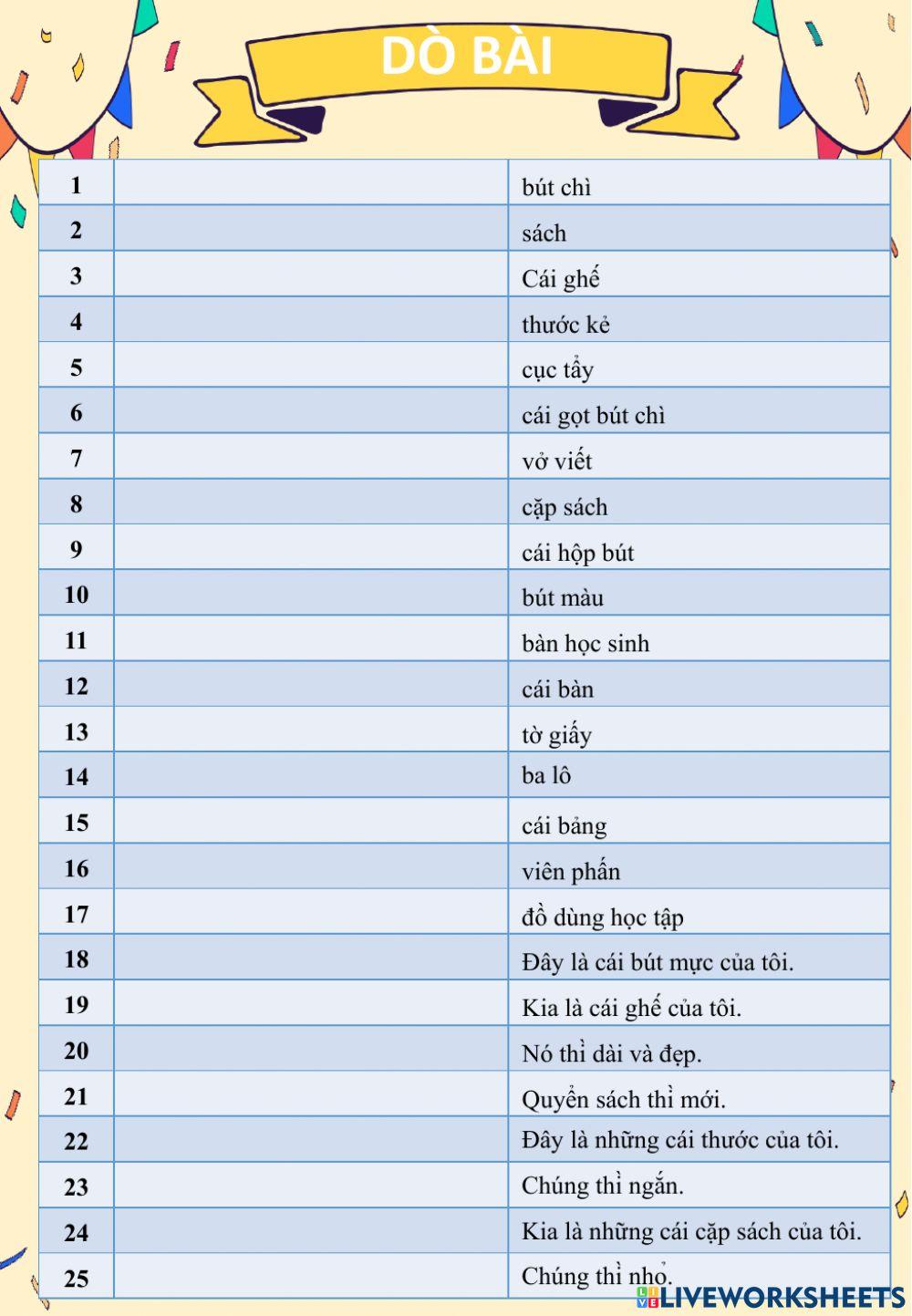 Dò bài lớp 3 6-12