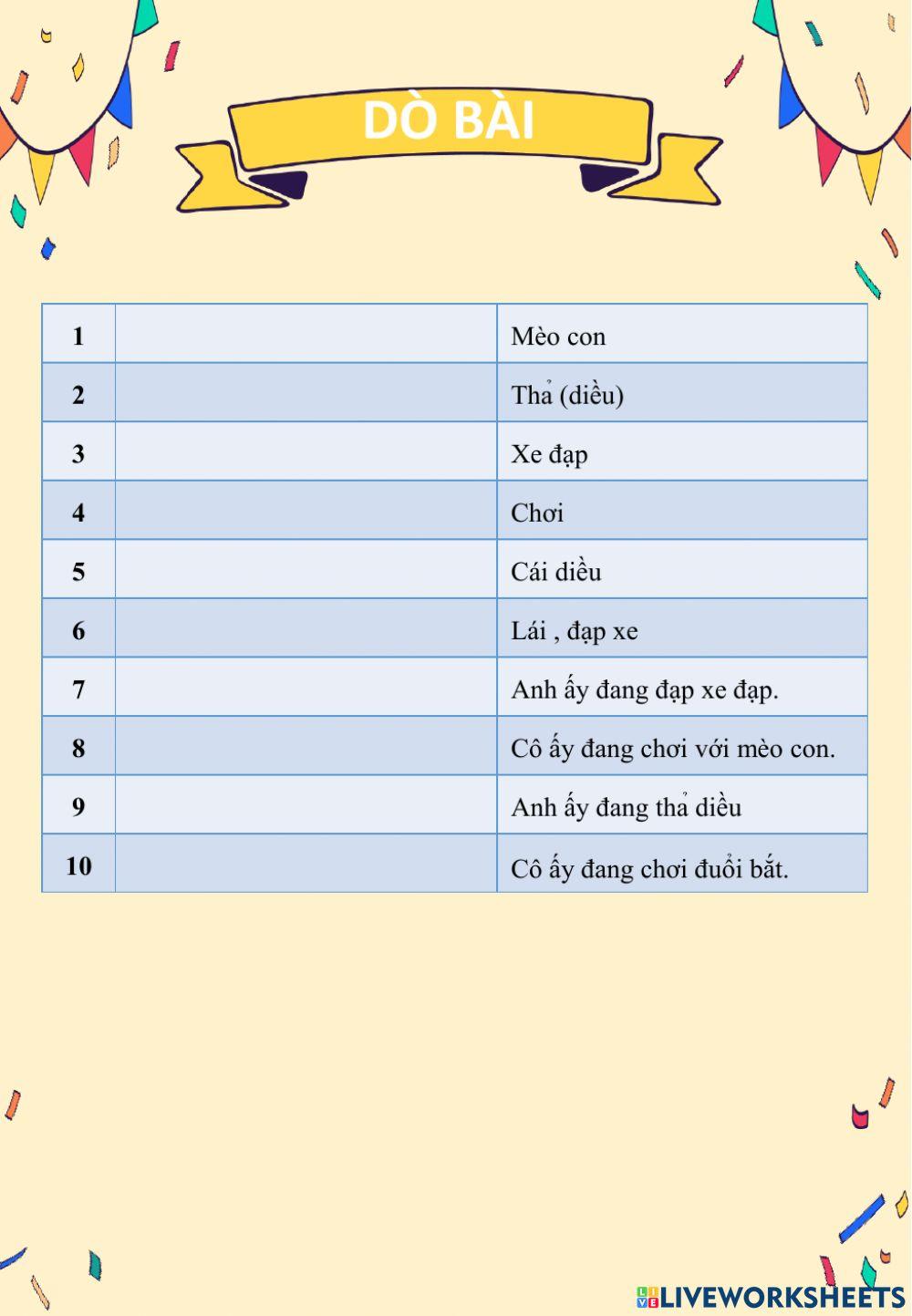 Dò bài lớp 2 (6-12)