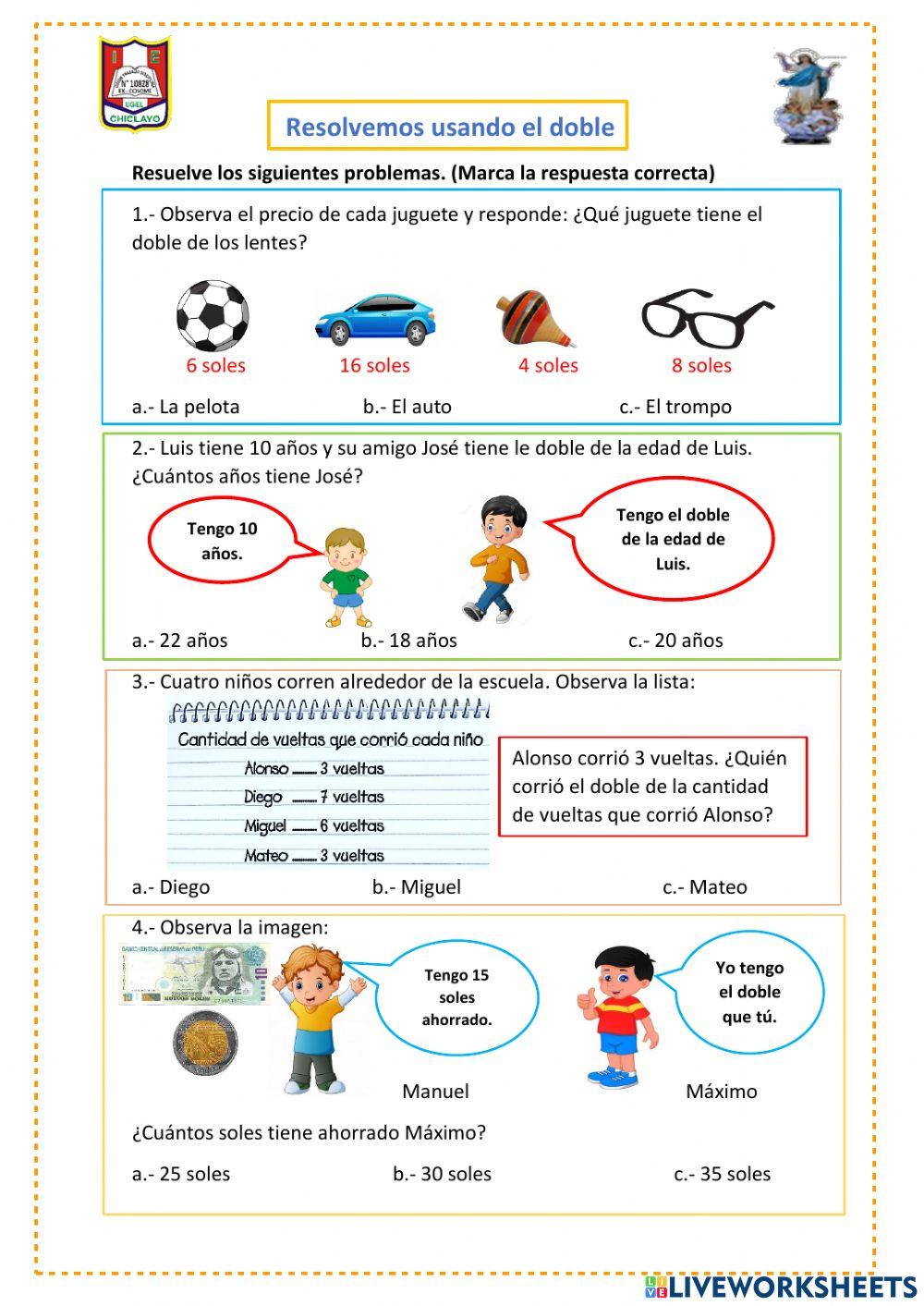 Resolvemos usando el doble.