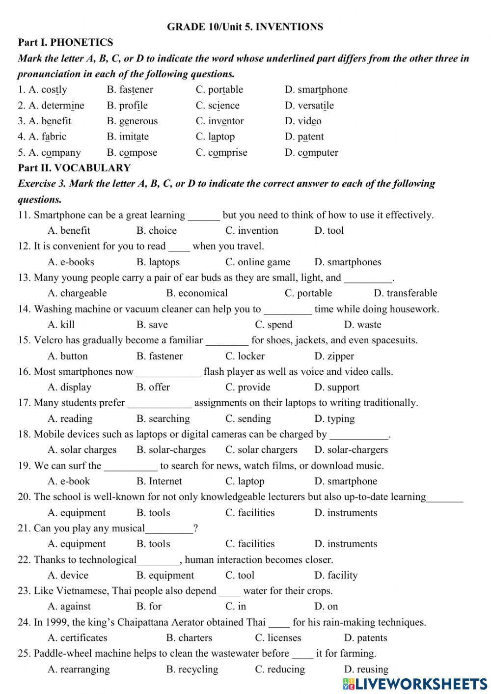 Grade 10-11: Inventions