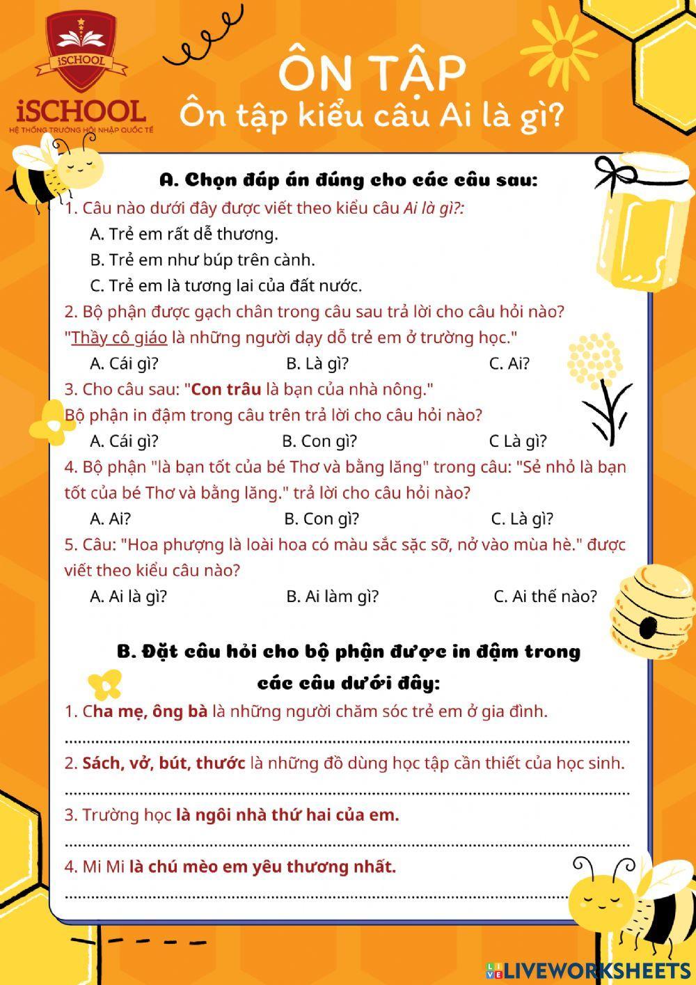 Ôn tập câu Ai là gì?