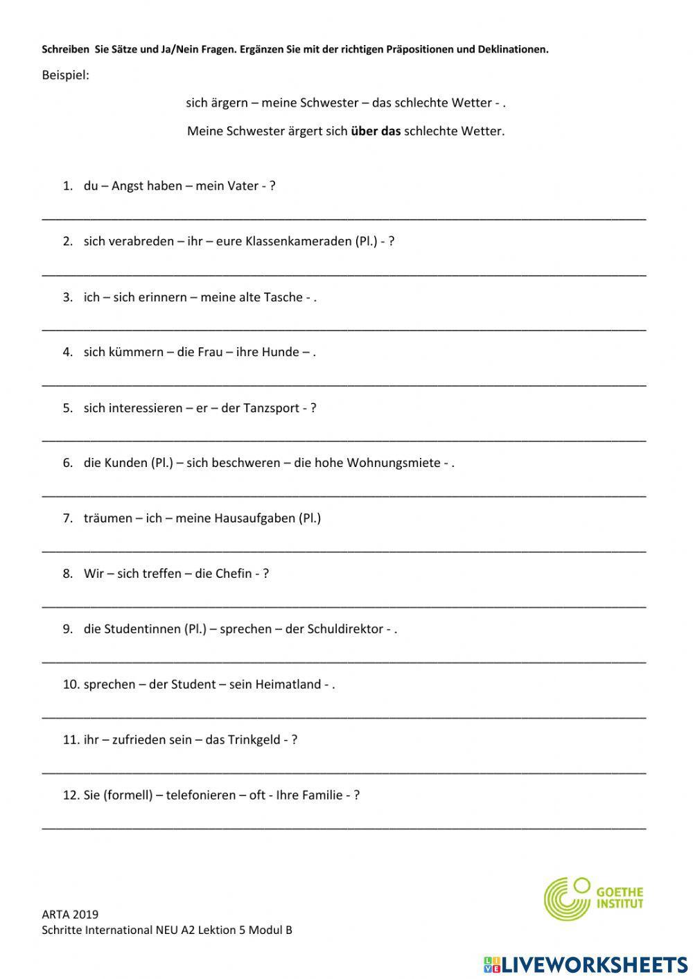 Verben mit Präpositionen (1)