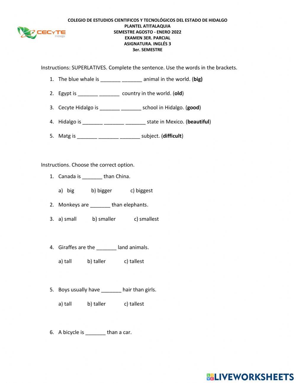 3°EnglishExam-3rdPartial