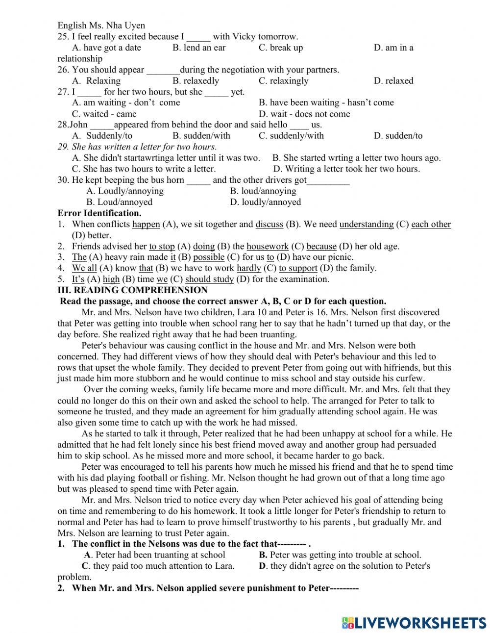 First term final test grade 11 lan 2
