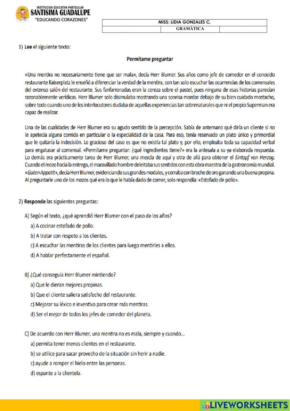 Comprensiòn lectora