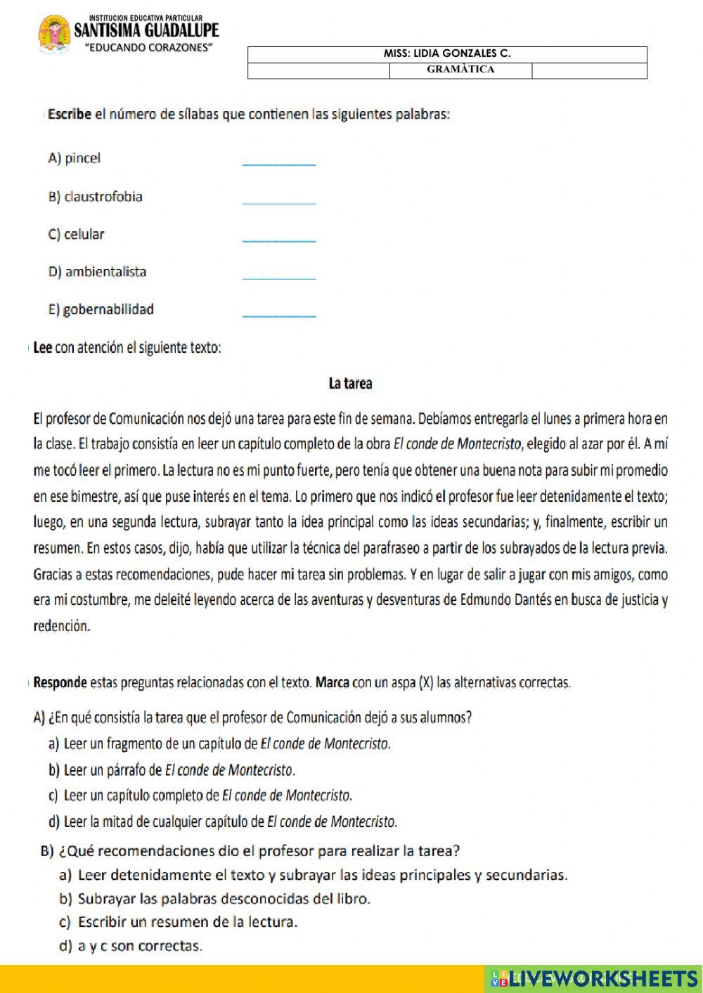 Comprensiòn lectora