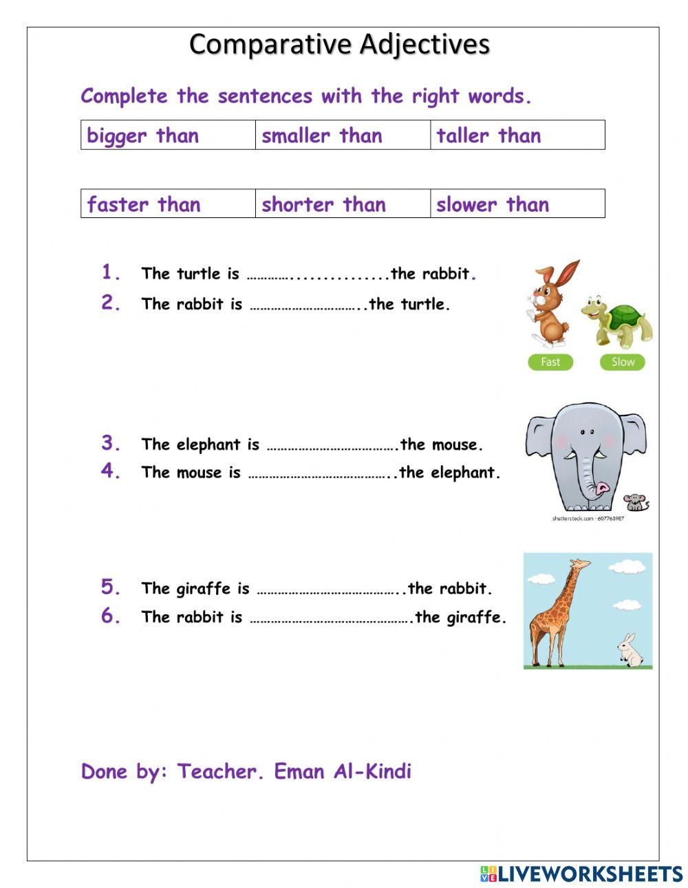 Comparative Adjectives online exercise for 3 | Live Worksheets