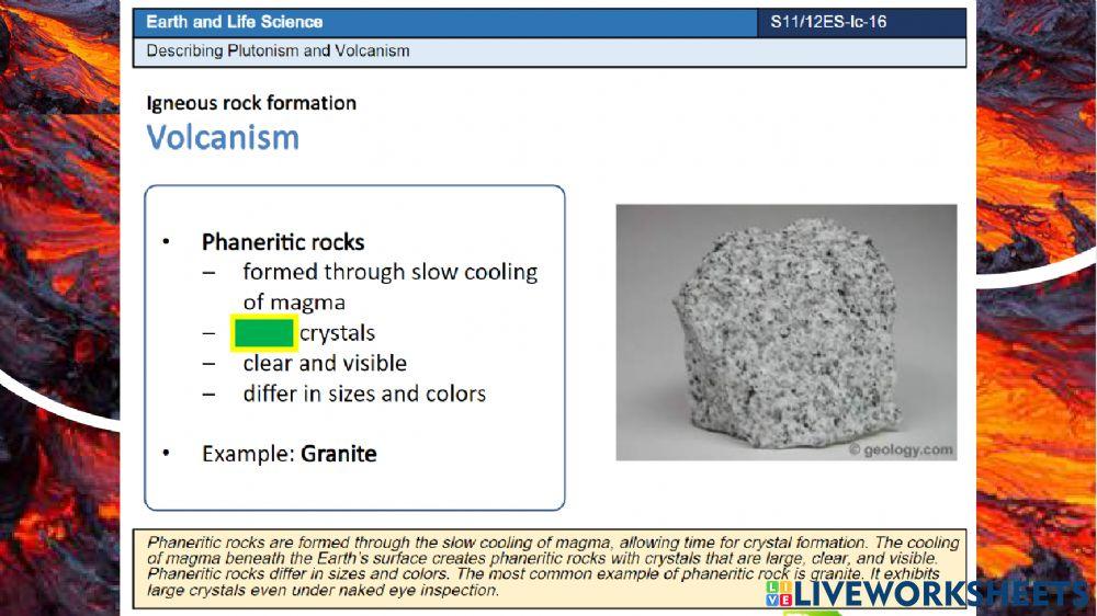 Describing Plutonism and Volcanism