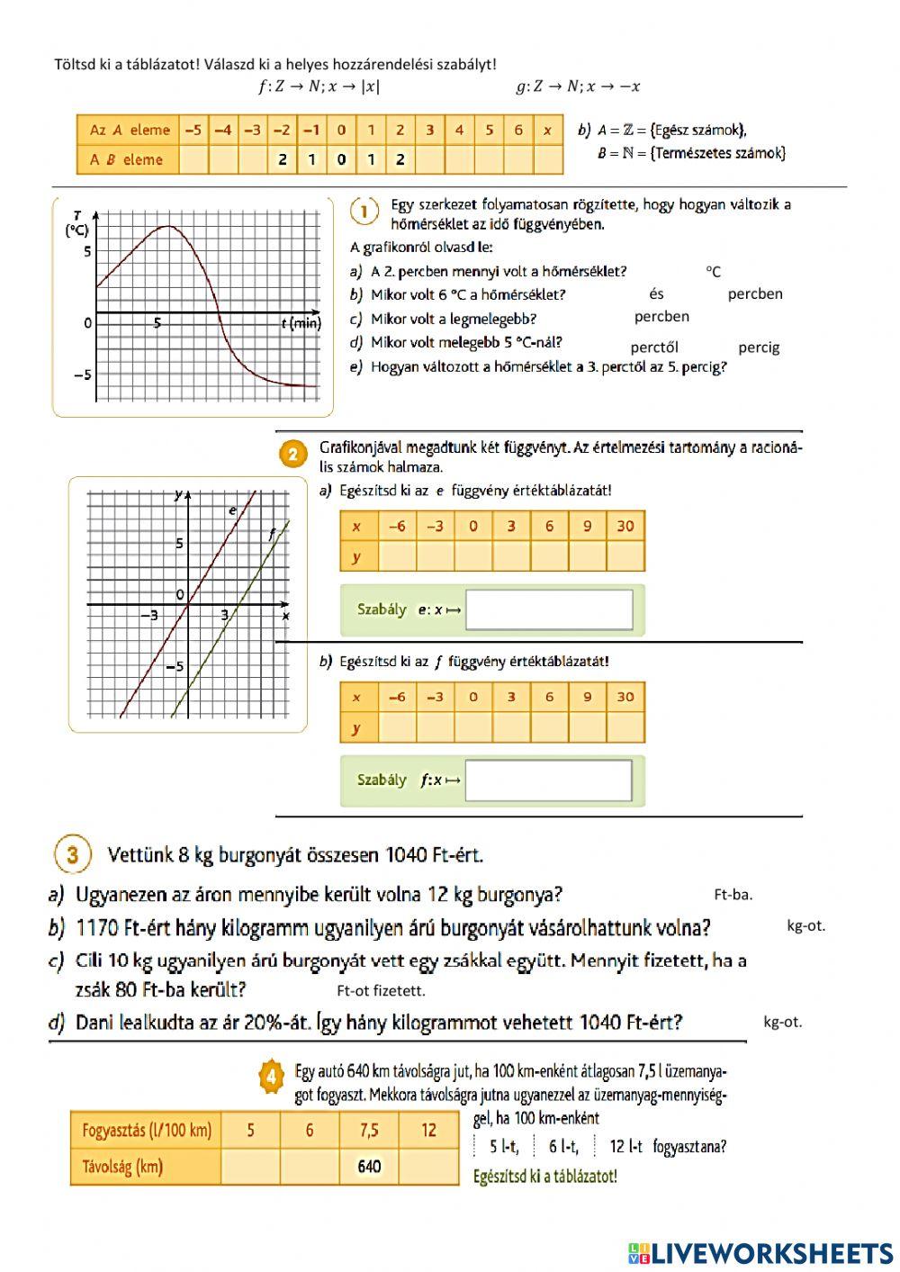 Függvények 7. tudáspróba