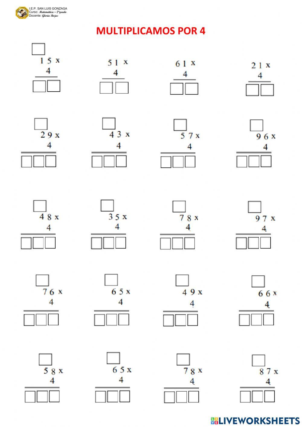 Multiplicación de dos cifras