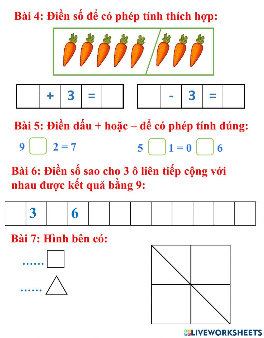 Phiếu ôn tập Toán số 1
