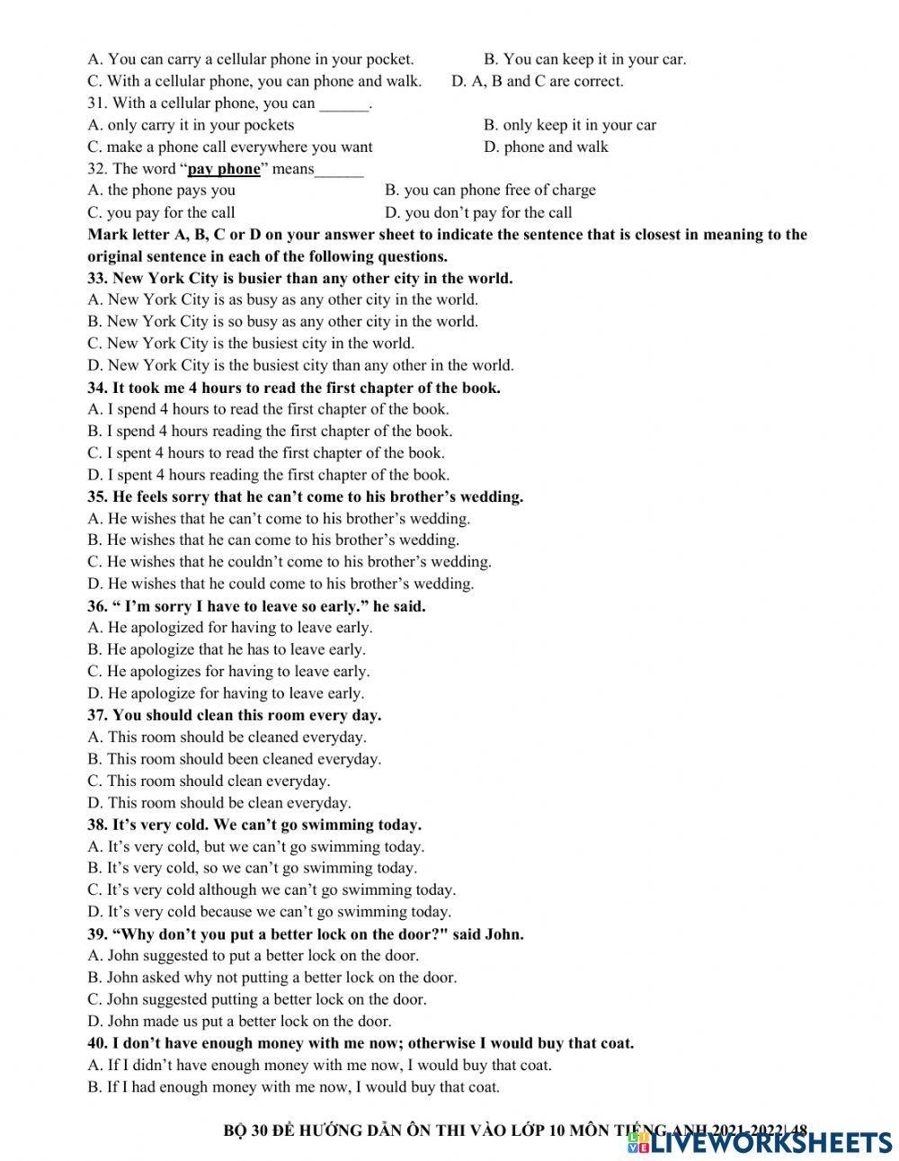 Ôn thi vào 10 - đề 13