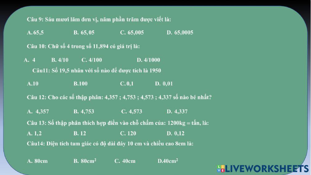 Ôn toán 5 chk 1  đề 2