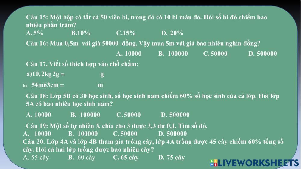 Ôn toán 5 chk 1  đề 2