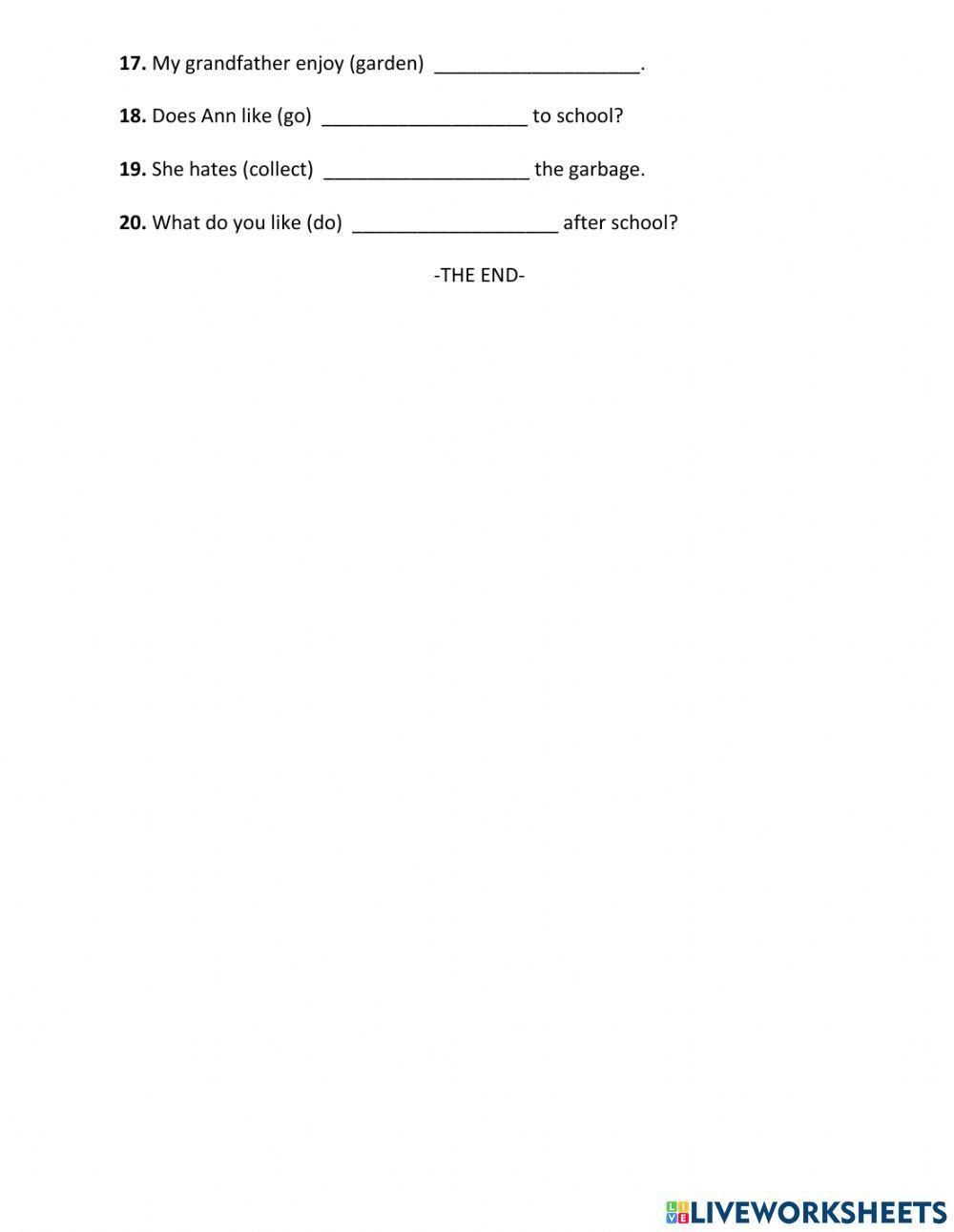 Like love enjoy + gerunds