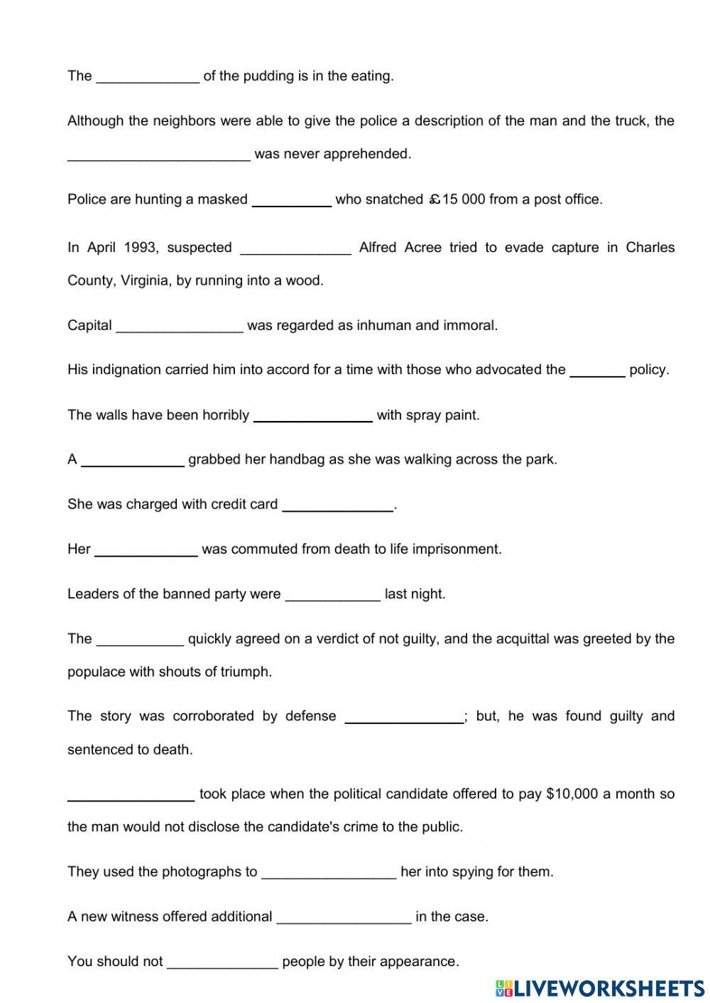 Crime and criminals vocab