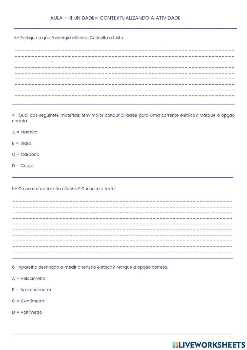 AULA - III UNIDADE - ELETRODINÂMICA - 8º