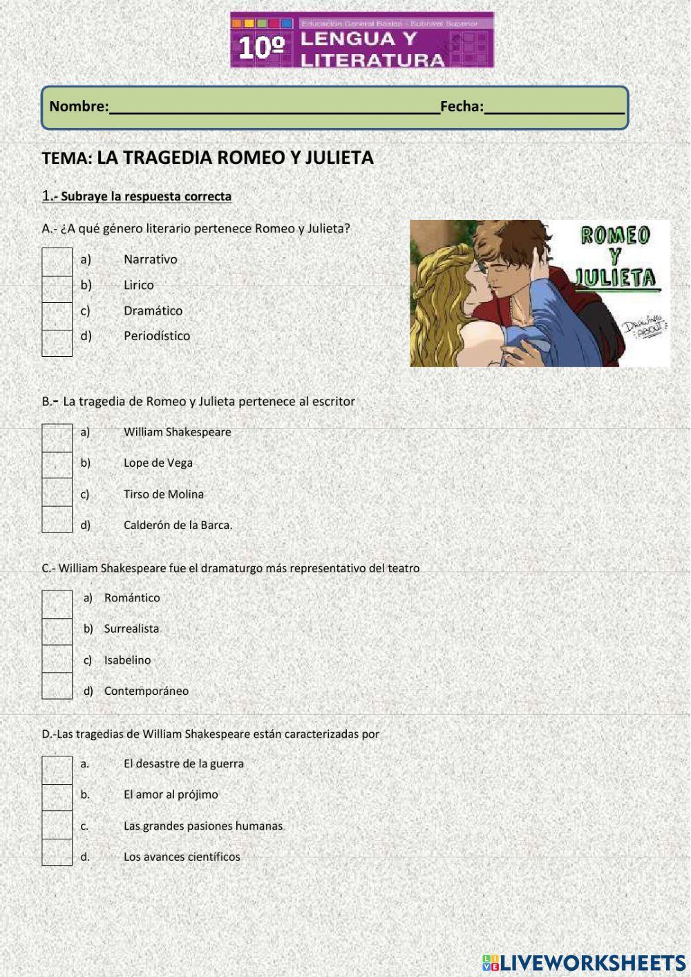 La tragedia romeo y julieta