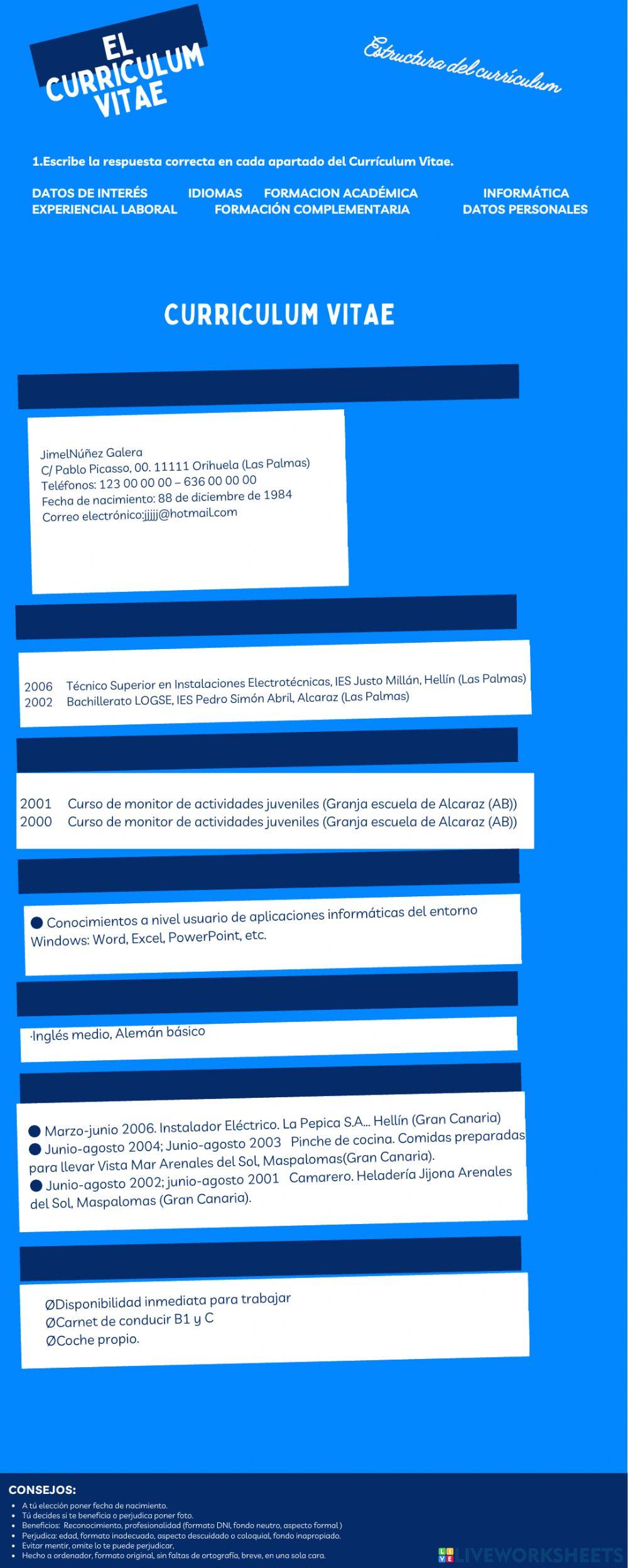 El Currículum Vitae: tipos, estructura y modelos