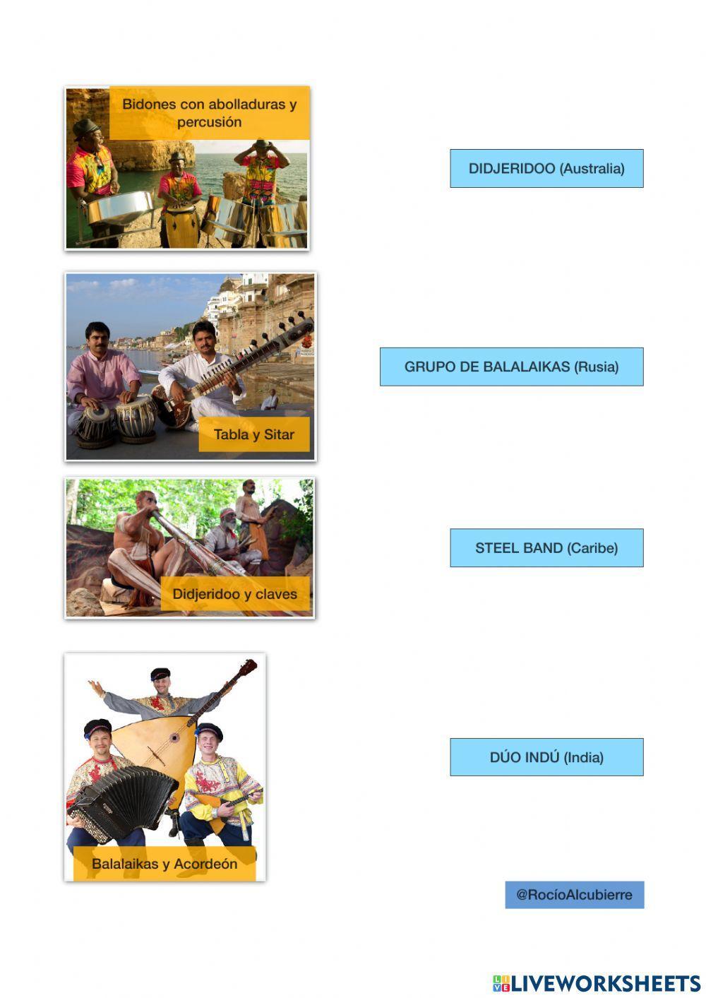 Agrupaciones musicales del mundo y sus instrumentos