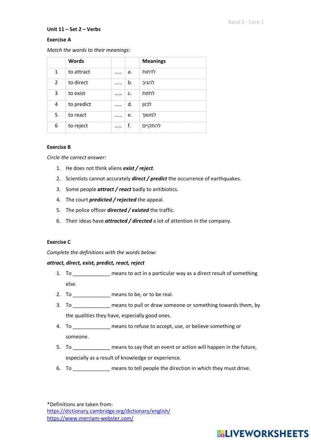 Band 3 (Core 1) - Unit 11 - Set 2